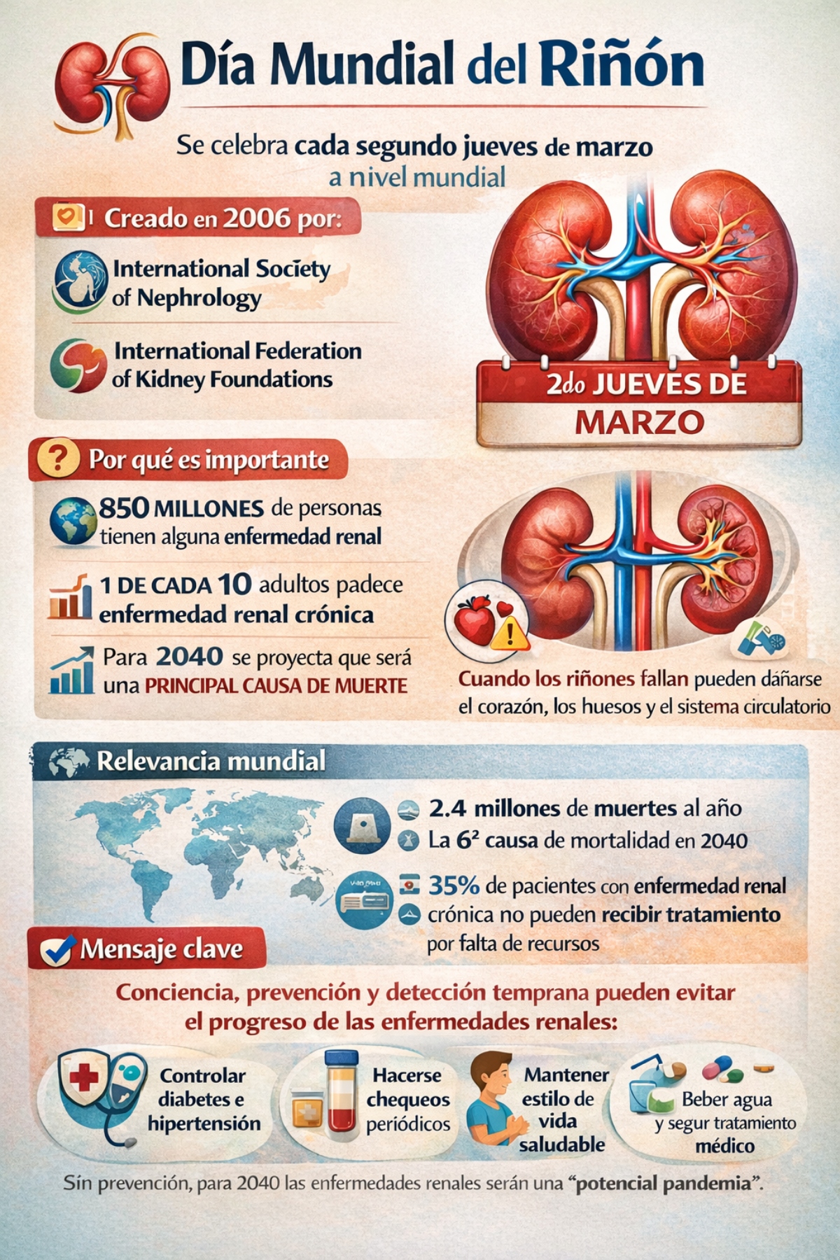 Día del Riñón: SAN alerta por impacto ambiental en salud renal