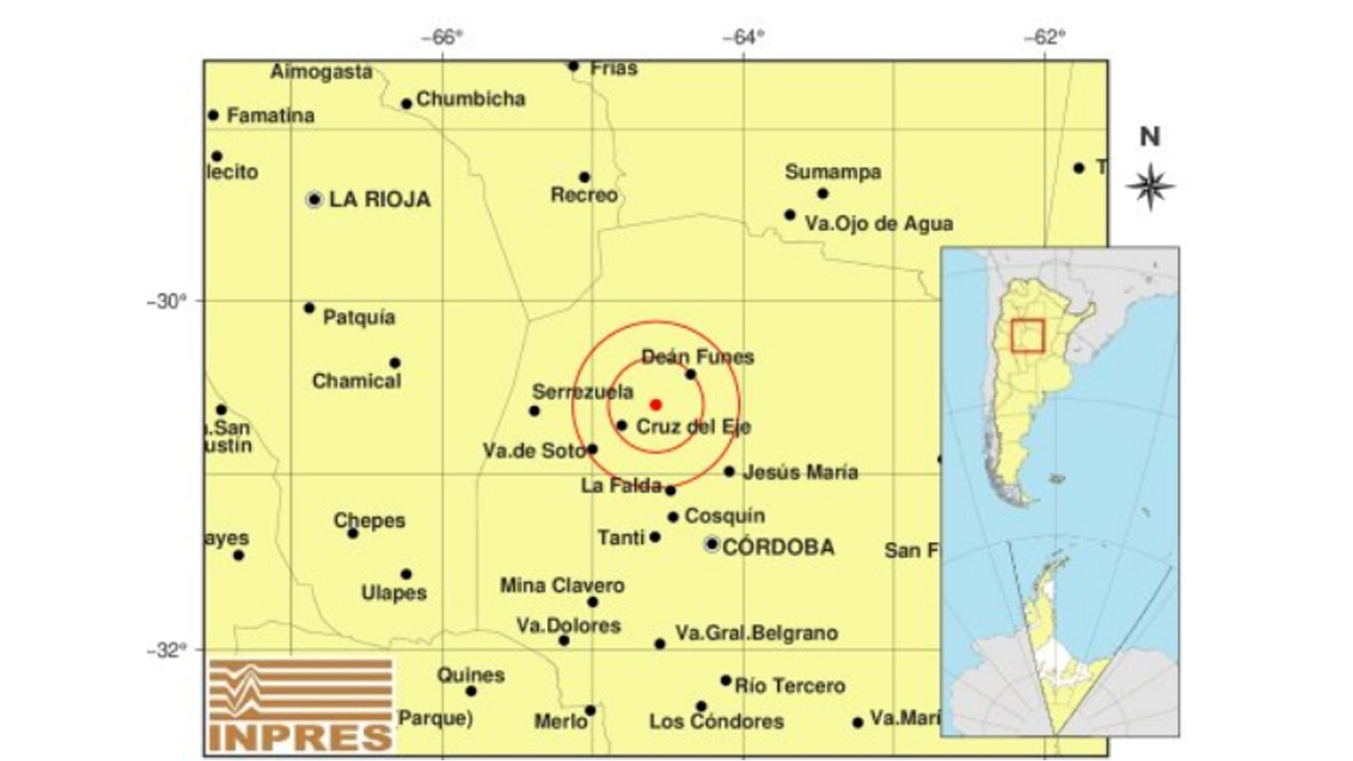 Fuerte sismo sacude el norte de Córdoba: epicentro en Deán Funes, Cruz del Eje y Serrezuel