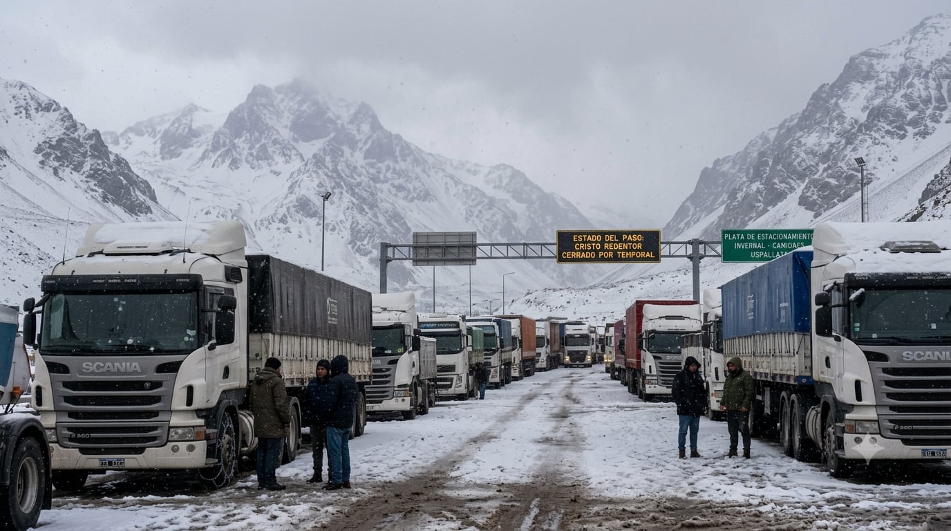 Nevadas y viento blanco bloquean fronteras en Mendoza, Río Negro y Neuquén