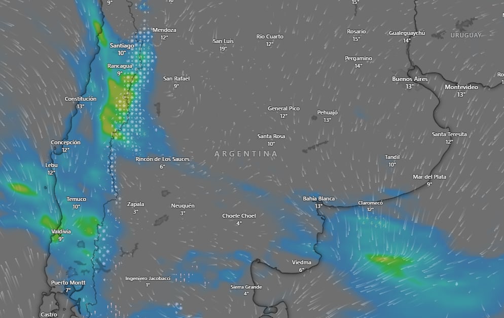 SMN emite alertas por frío, tormentas y Zonda el 27/7