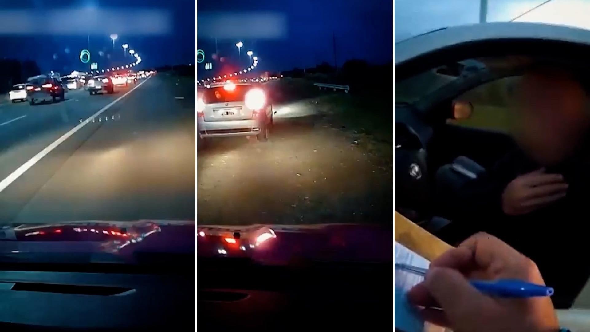 Conductor sancionado por circular por la banquina de la autopista en Buenos Aires.