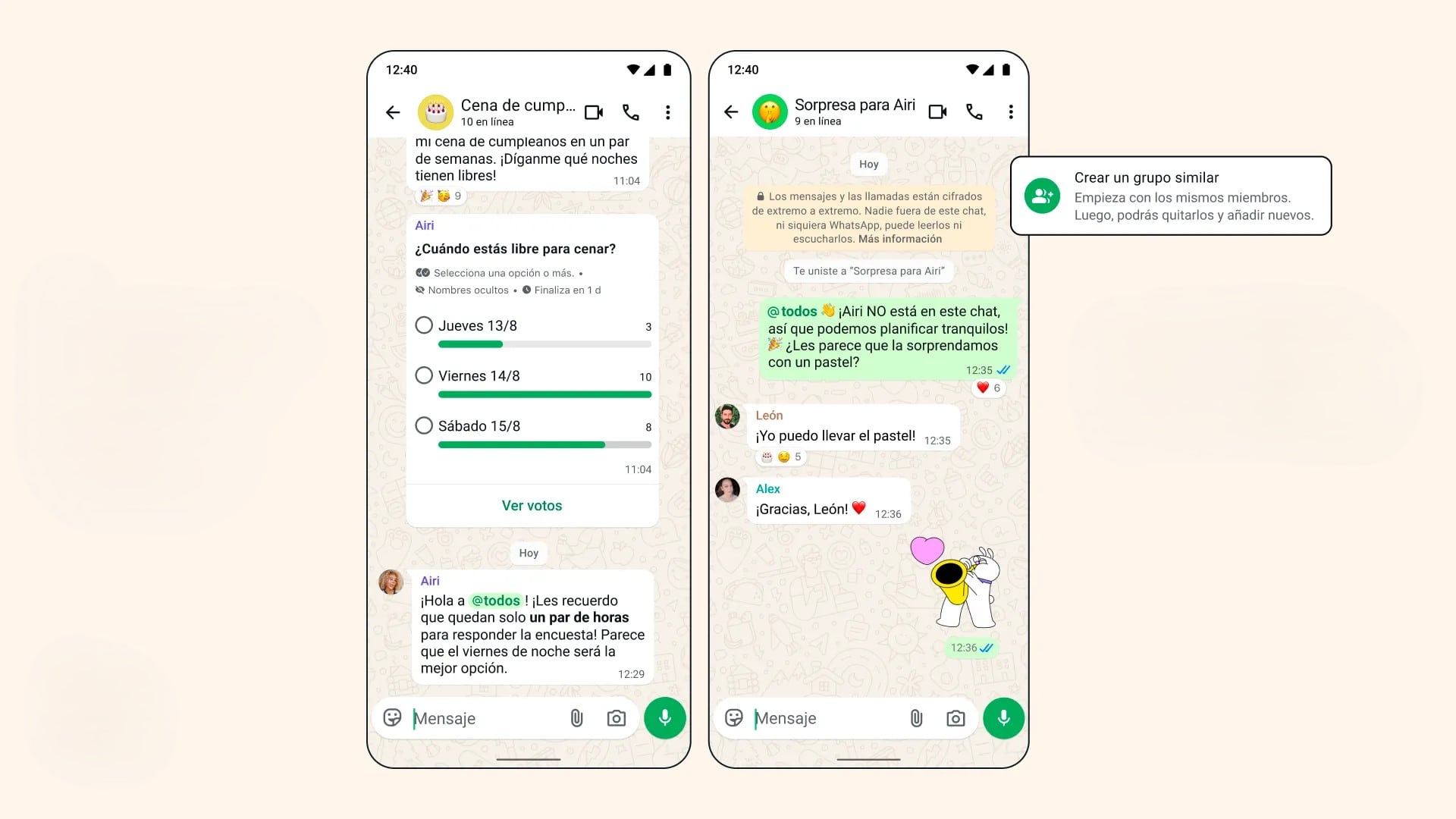 WhatsApp actualiza chats grupales con mejoras en encuestas y funciones
