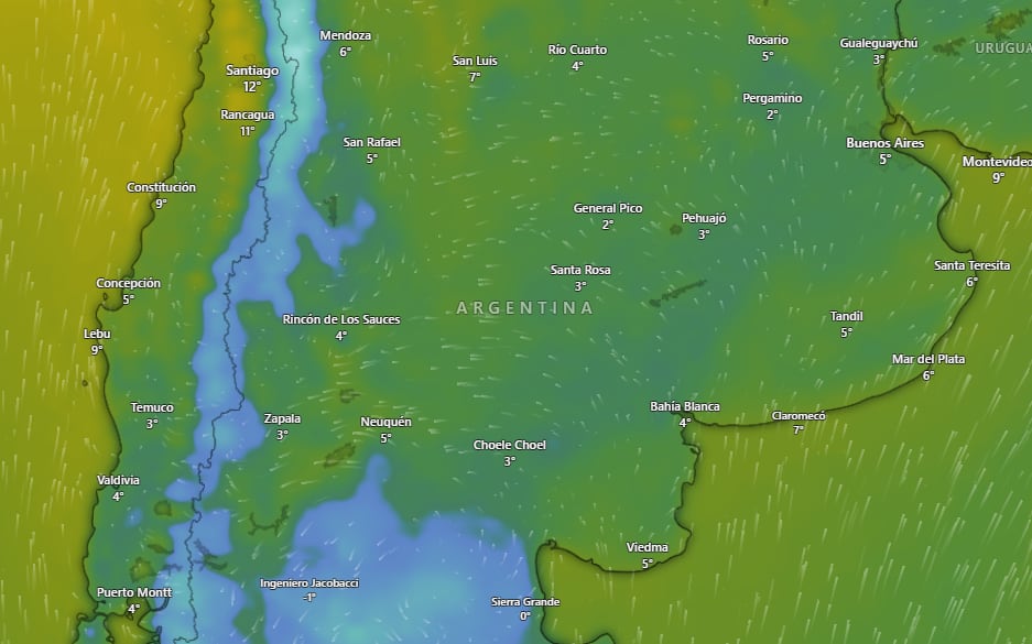 El SMN emite alerta amarilla por frío extremo en Argentina