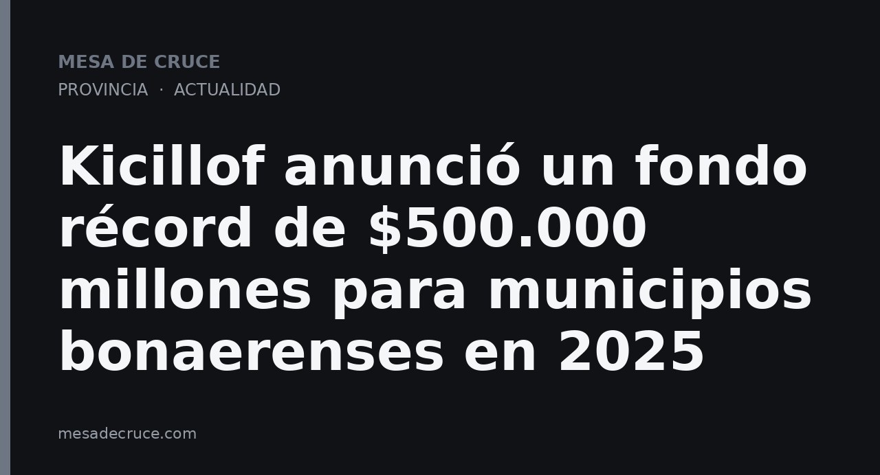 Kicillof anunció un fondo récord de $500.000 millones para municipios bonaerenses en 2025