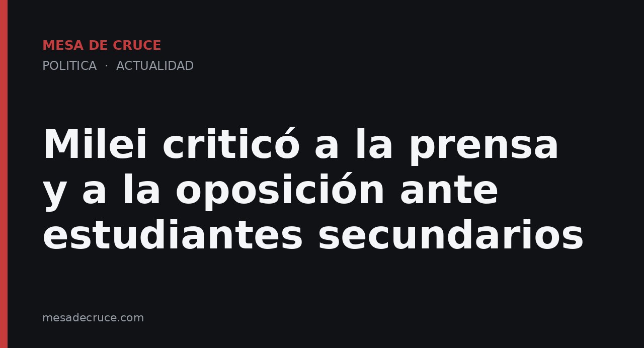 Milei criticó a la prensa y a la oposición ante estudiantes secundarios