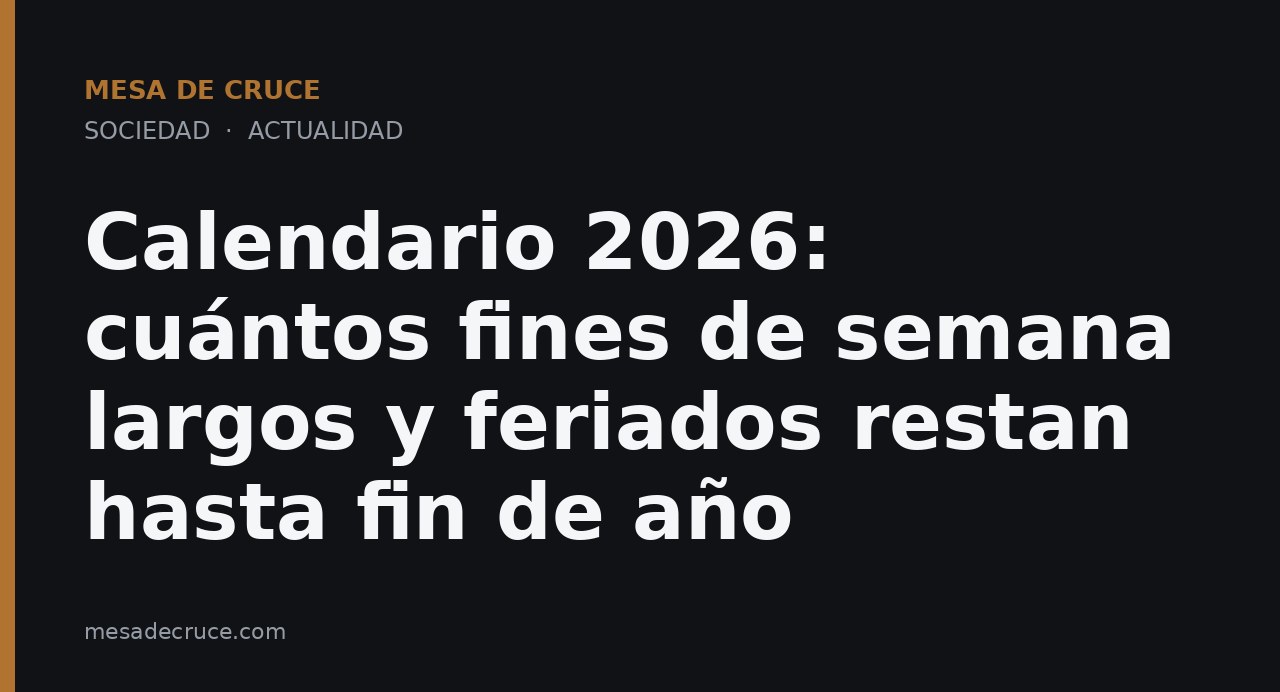 Calendario 2026: cuántos fines de semana largos y feriados restan hasta fin de año