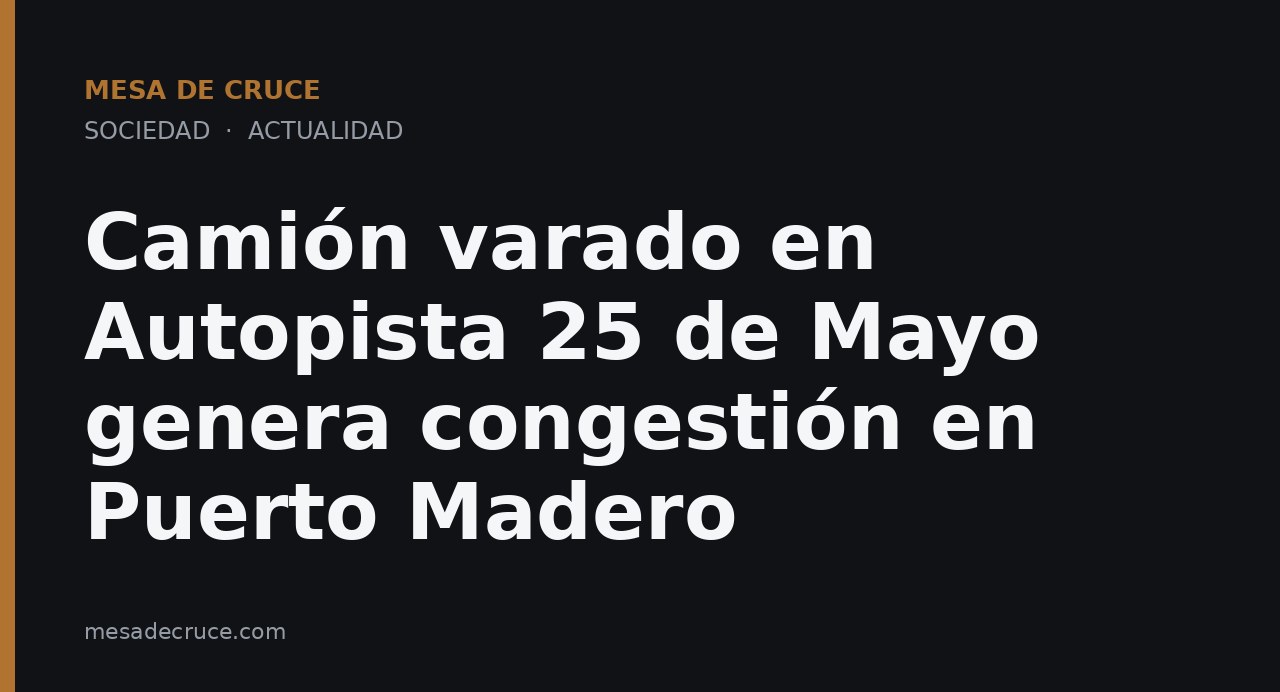 Camión varado en Autopista 25 de Mayo genera congestión en Puerto Madero