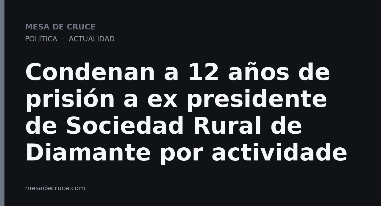 Condenan a 12 años de prisión a ex presidente de Sociedad Rural de Diamante por actividade