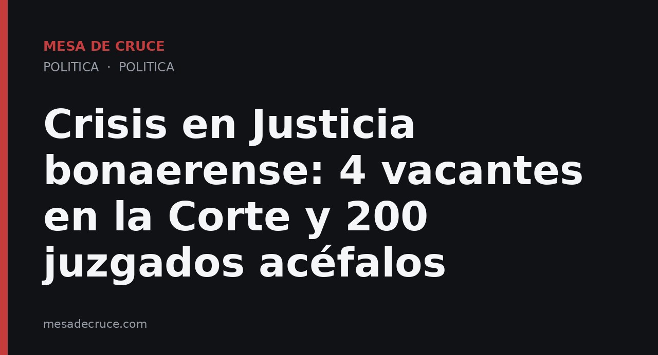 Crisis en Justicia bonaerense: 4 vacantes en la Corte y 200 juzgados acéfalos