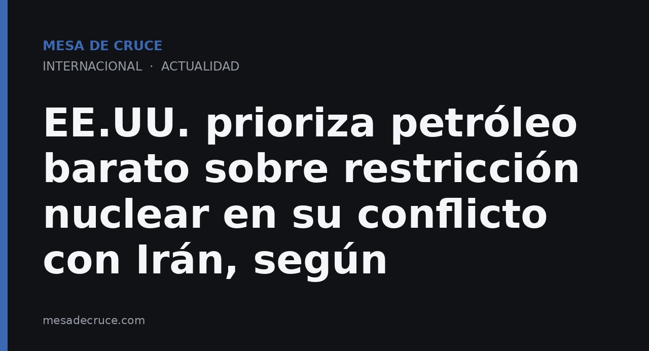 EE.UU. prioriza petróleo barato sobre restricción nuclear en su conflicto con Irán, según