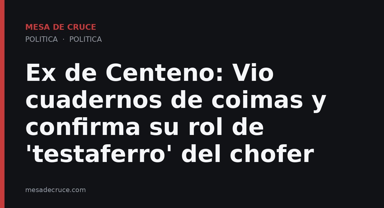 Ex de Centeno: Vio cuadernos de coimas y confirma su rol de 'testaferro' del chofer