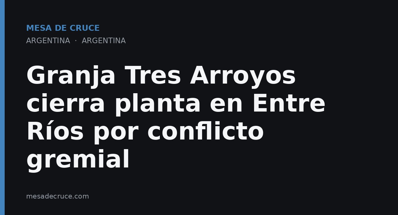 Granja Tres Arroyos cierra planta en Entre Ríos por conflicto gremial