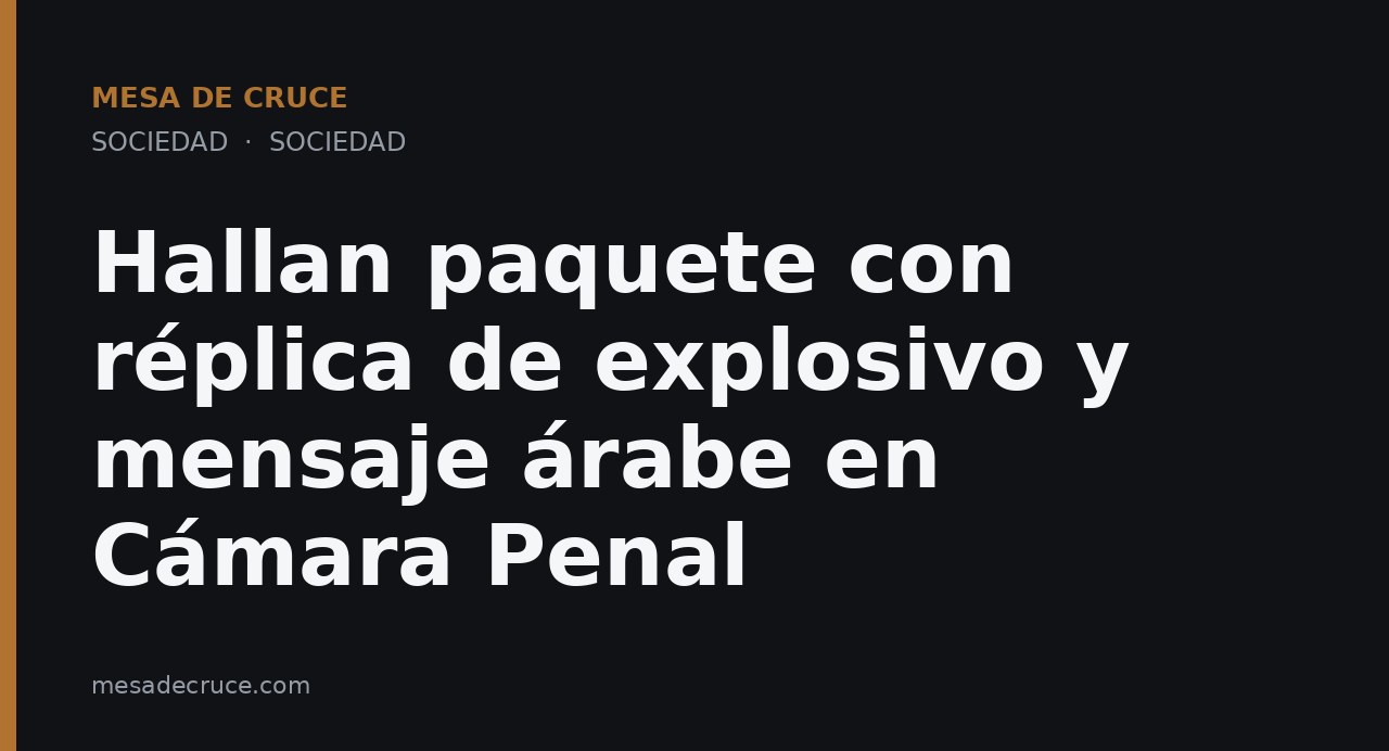 Hallan paquete con réplica de explosivo y mensaje árabe en Cámara Penal