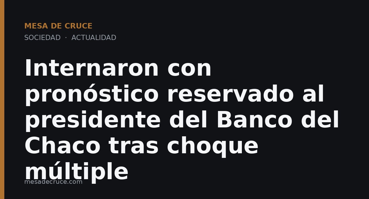 Internaron con pronóstico reservado al presidente del Banco del Chaco tras choque múltiple