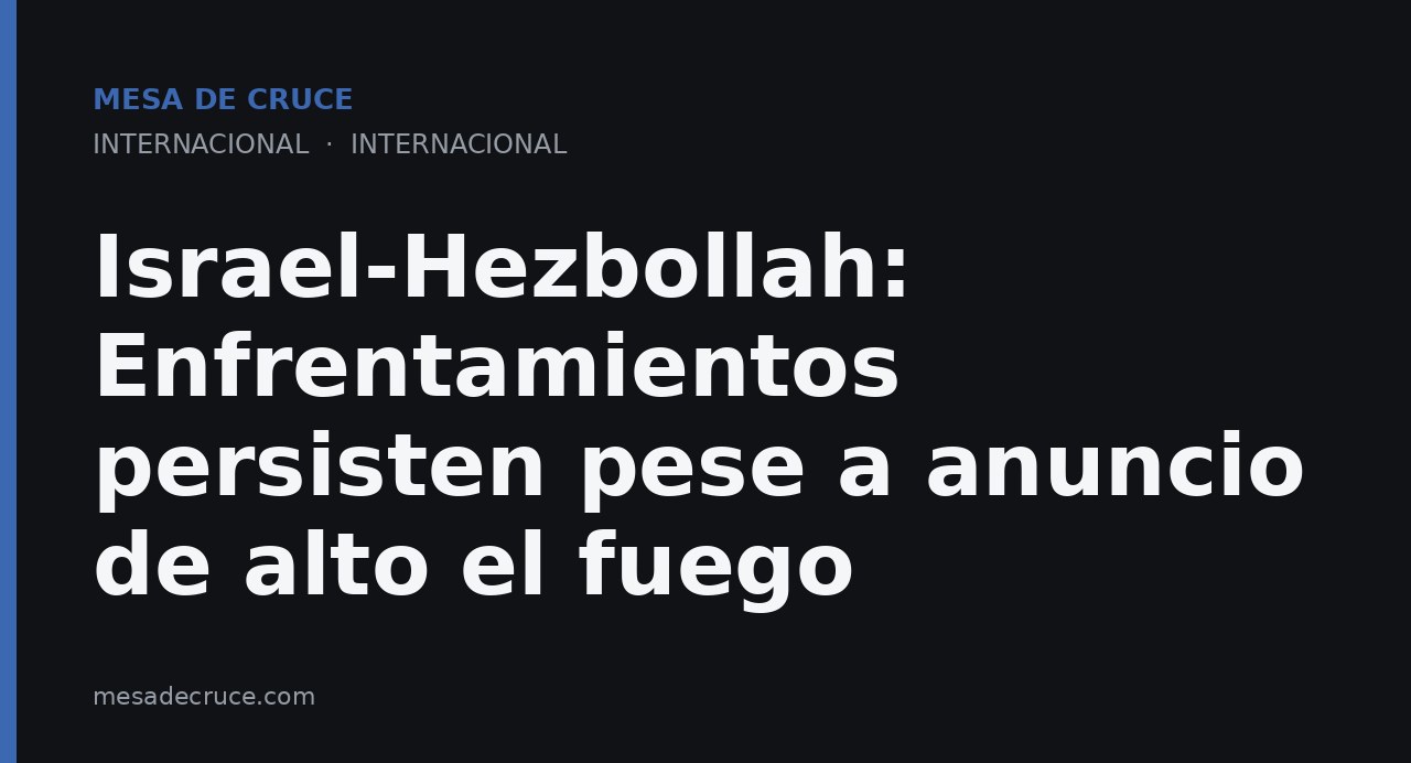Israel-Hezbollah: Enfrentamientos persisten pese a anuncio de alto el fuego