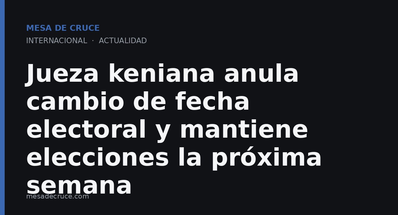 Jueza keniana anula cambio de fecha electoral y mantiene elecciones la próxima semana
