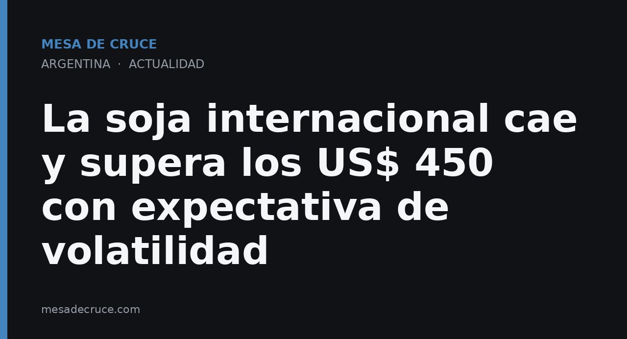 La soja internacional cae y supera los US$ 450 con expectativa de volatilidad