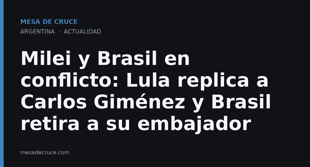 Milei y Brasil en conflicto: Lula replica a Carlos Giménez y Brasil retira a su embajador