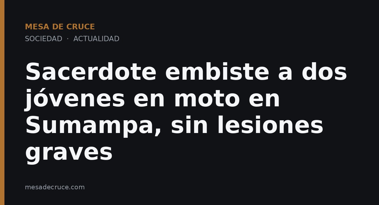 Sacerdote embiste a dos jóvenes en moto en Sumampa, sin lesiones graves