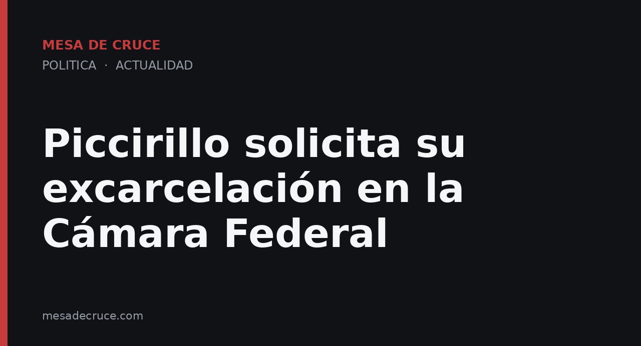Piccirillo solicita su excarcelación en la Cámara Federal