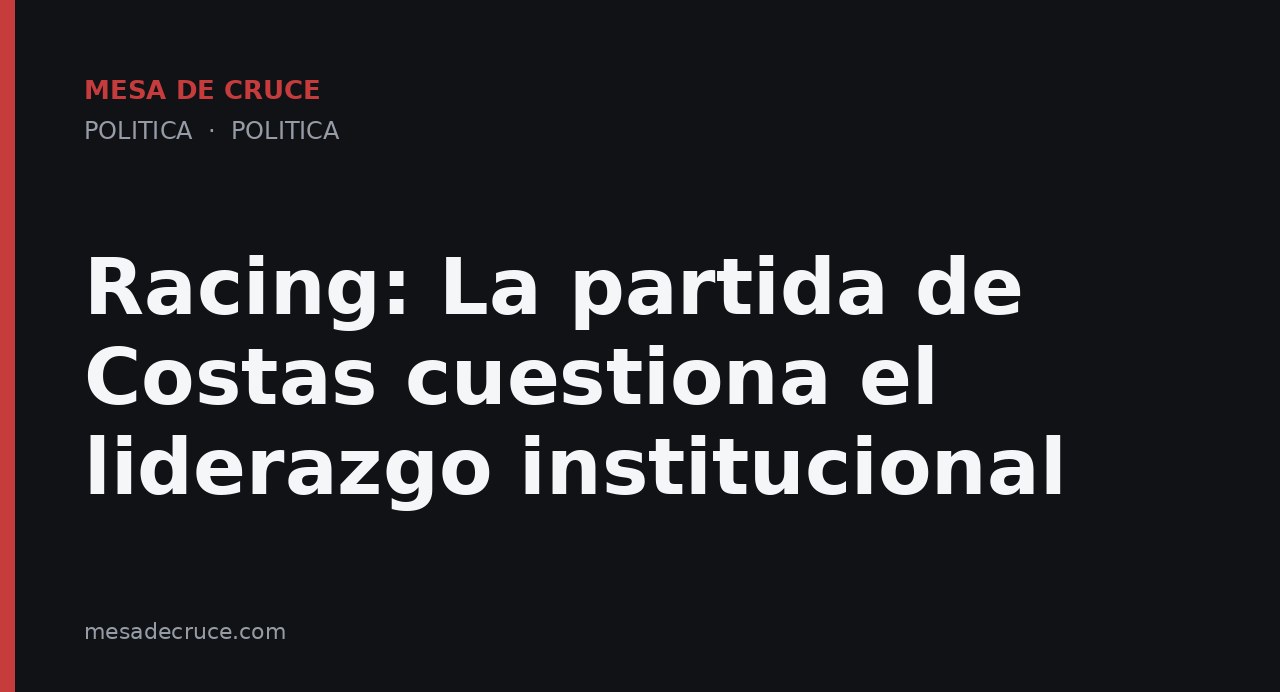 Racing: La partida de Costas cuestiona el liderazgo institucional