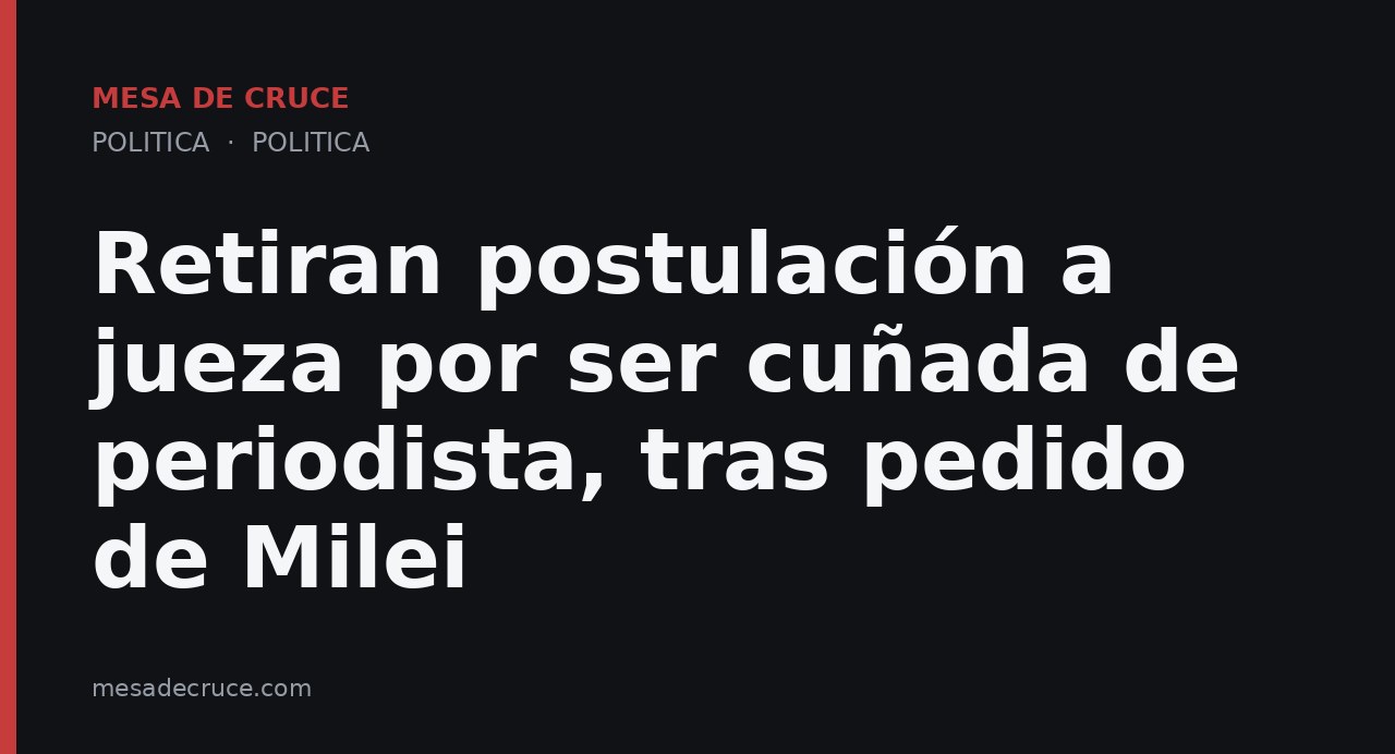 Retiran postulación a jueza por ser cuñada de periodista, tras pedido de Milei