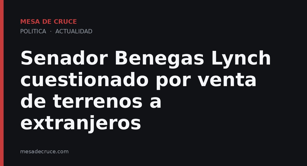 Senador Benegas Lynch cuestionado por venta de terrenos a extranjeros