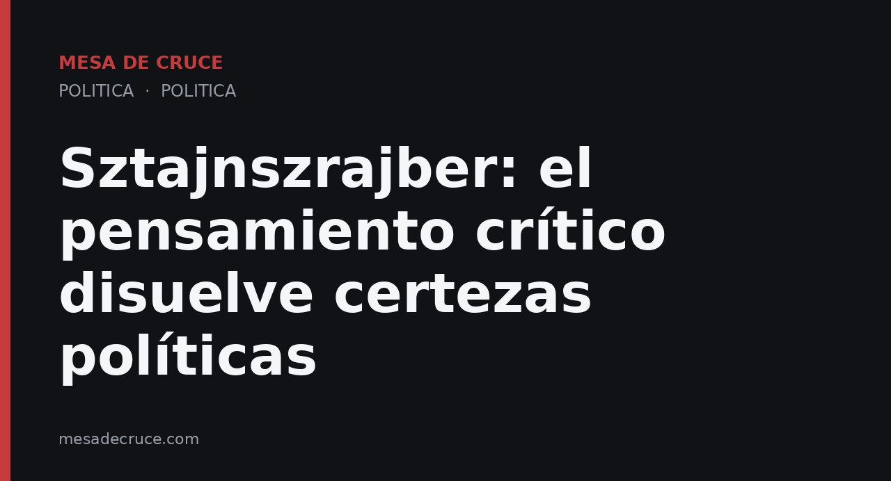 Sztajnszrajber: el pensamiento crítico disuelve certezas políticas